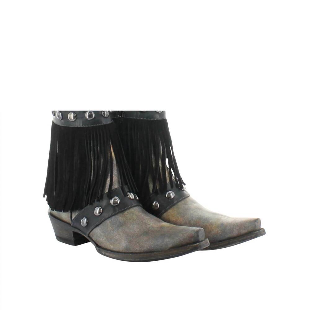 NEW OLD GRINGO women's milan fringes boots in petrol charcoal - Picture 4 of 6